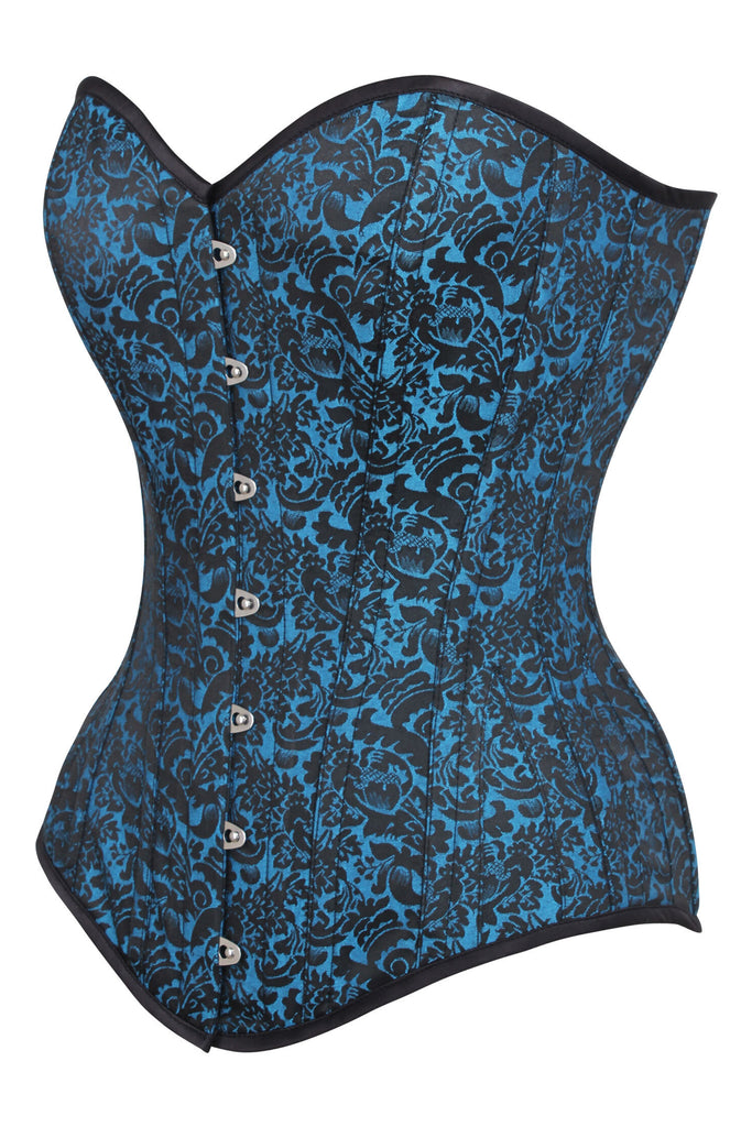 Long Gold Brocade Pattern Corset With Hip Gores