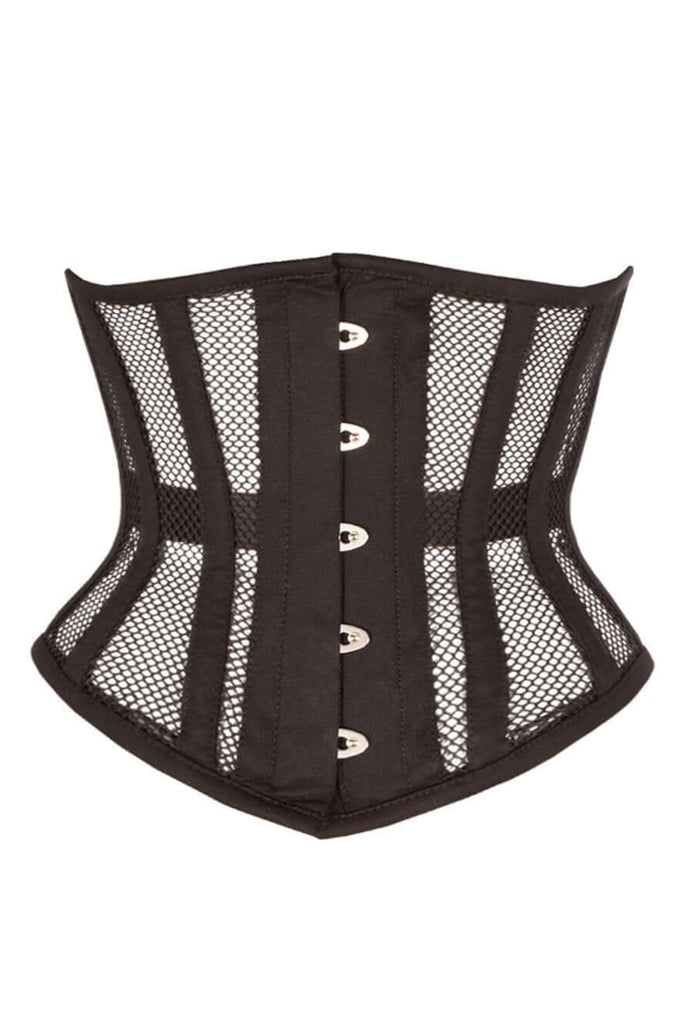 Black and Beige Mesh Hourglass Waspie Underbust Corset