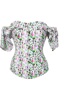 Corset Story CSFT192 Watercolour Floral Print Corset Top With Frill Sleeve