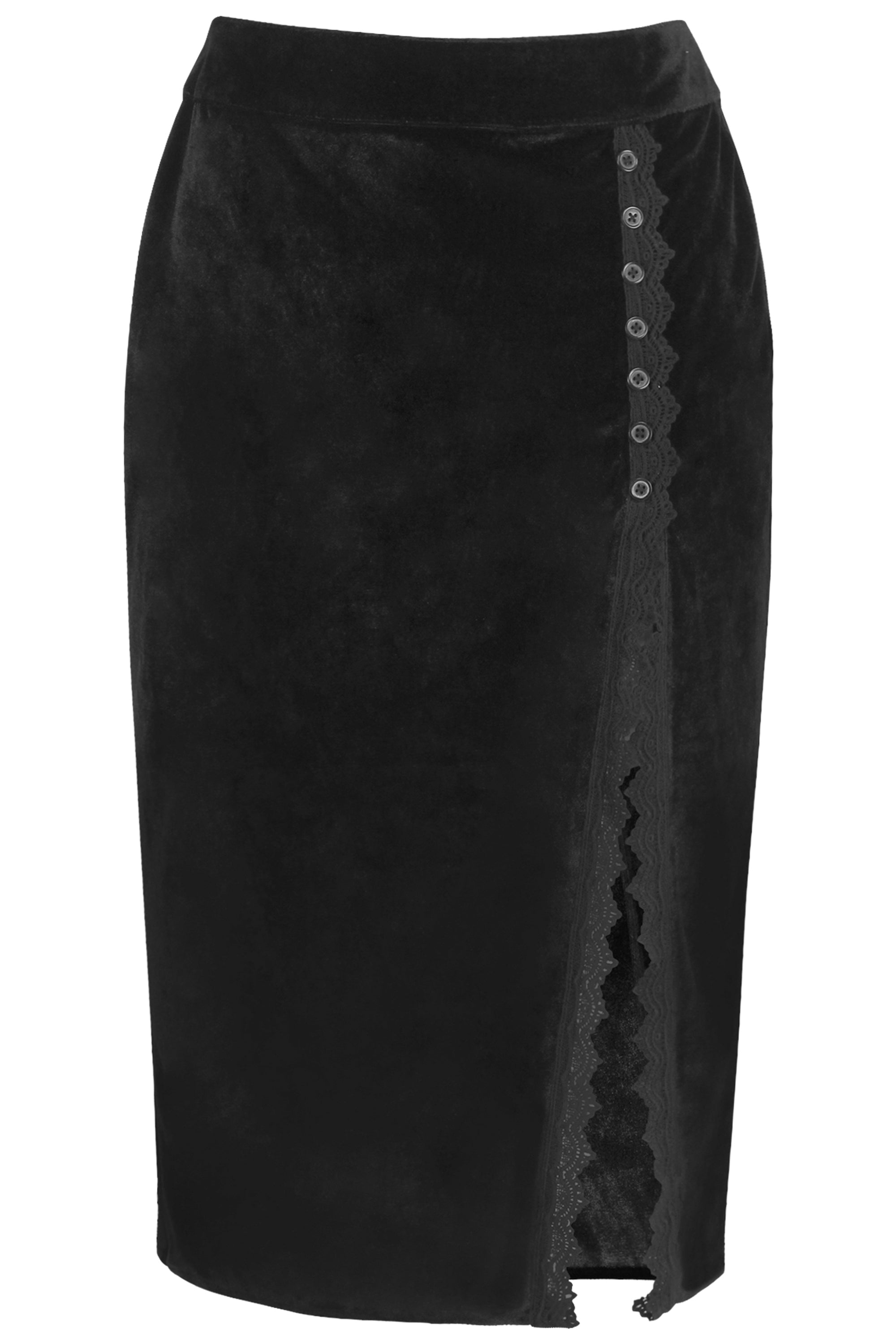 Black Velvet Pencil Skirt - Main Image