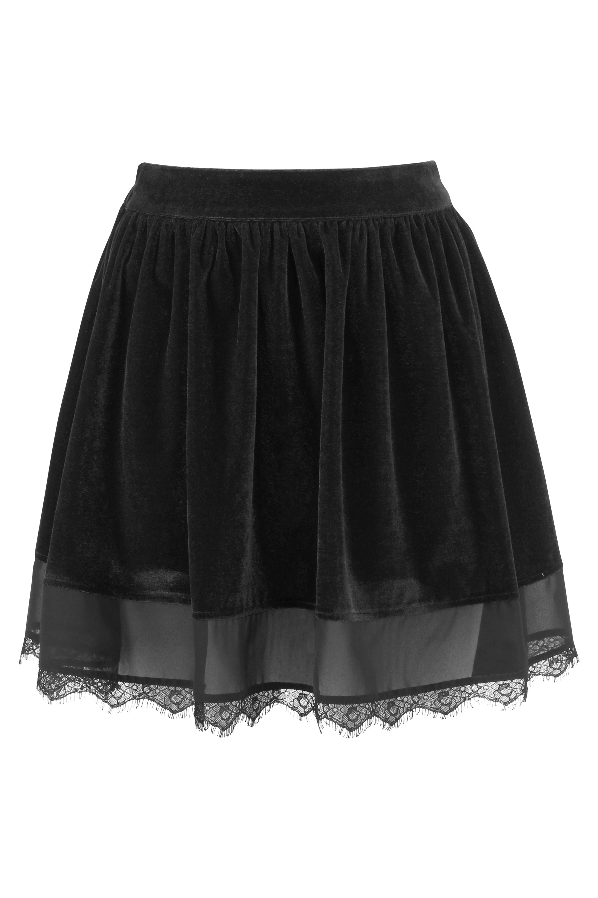 Black Velvet Skirt - Main Image