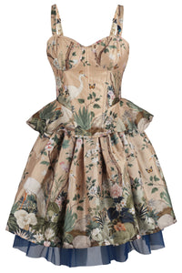 Botanical Marsh Corset & Skirt Set with Heron and Floral Print