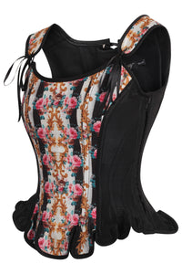 Historically Inspired Black Corset with Floral Print
