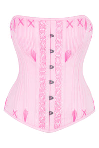 Pink Overbust Corset with Decorative Flossing