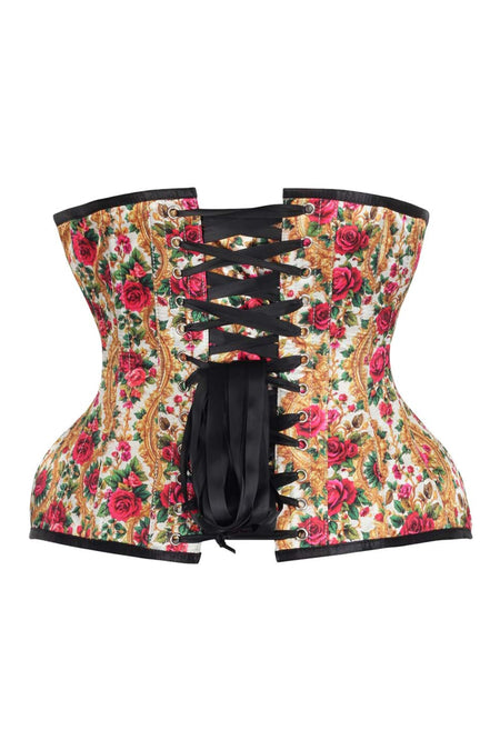 Regal Rose Brocade Underbust Corset – Vintage Floral Waist Cincher