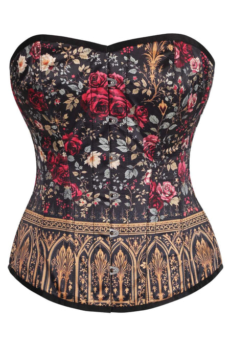 Corset Femme Vintage Imprimé Floral - Grande Taille, Gainant, Pour Costume Pirate, Soirée, Halloween - Tissu Doux, Fermeture Crochets