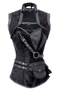 Black Steampunk Overbust Corset with Shrug, Harness & Utility Belt