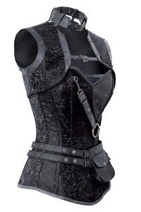 Black Steampunk Overbust Corset with Shrug, Harness & Utility Belt