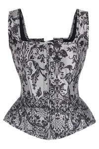 Gothic Noir Baroque Shoulder Strap Corset with Front Zip