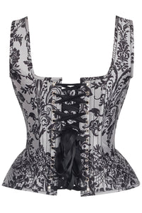 Gothic Noir Baroque Shoulder Strap Corset with Front Zip