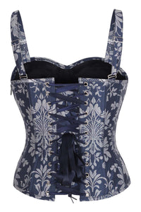 Midnight Elegance Brocade Shoulder Strap Corset