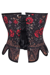 Dark Rose Gothic Lace-Up Corset with Petal Hem