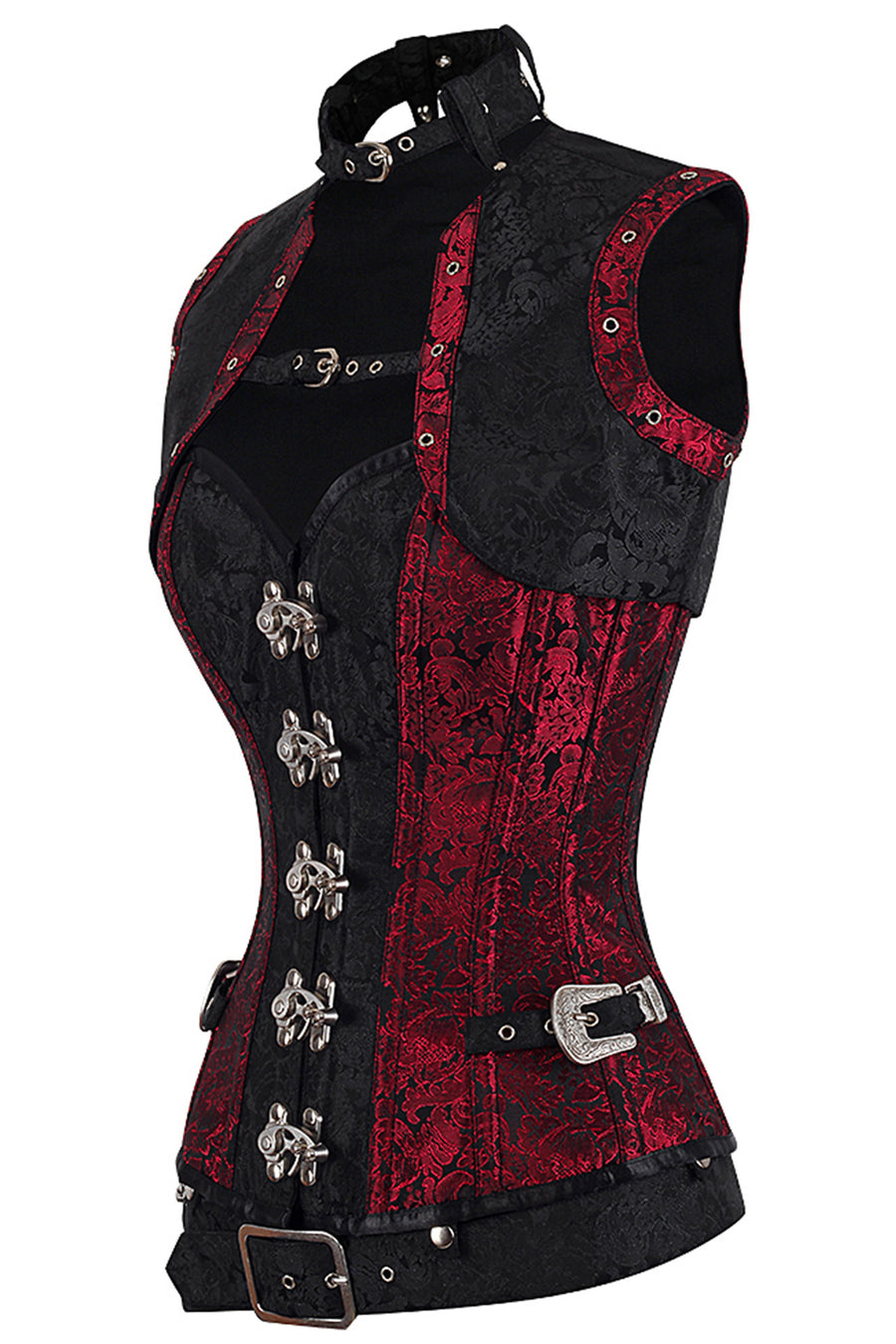 Steampunk Black outlets & Burgundy Corset 38