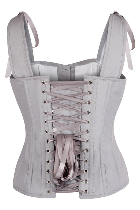 Vintage Inspired Overbust Corset With Shoulder Straps in Ash Grey