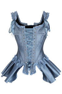 Blue Historically Inspired Corset Overbust with Bustle