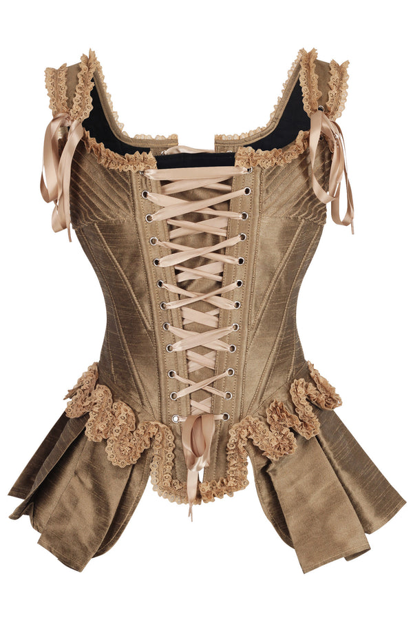 Gold Historically Inspired Corset Overbust with Bustle