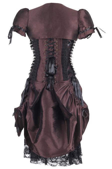 Historically Inspired Brown Corset Dress with Bolero