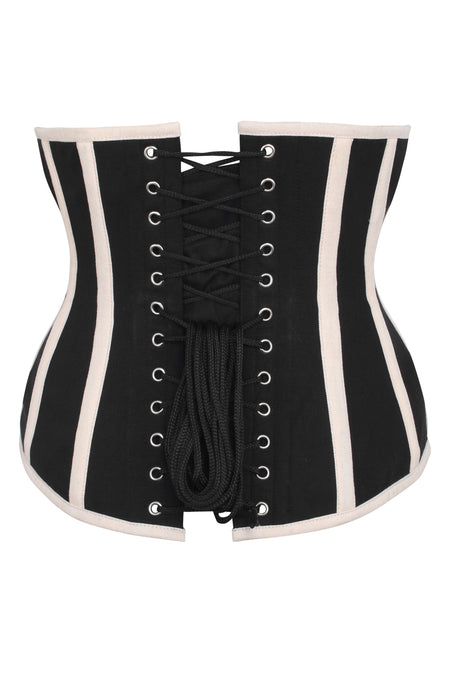 Black And White Stripe Satin Underbust Costume Waist Cincher