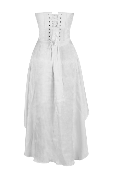 Ivory Strapless High-Low Corset Dress with Lace Detail