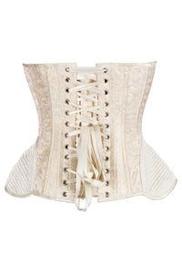 Ivory Baroque Brocade Structured Corset with Quilted Hips