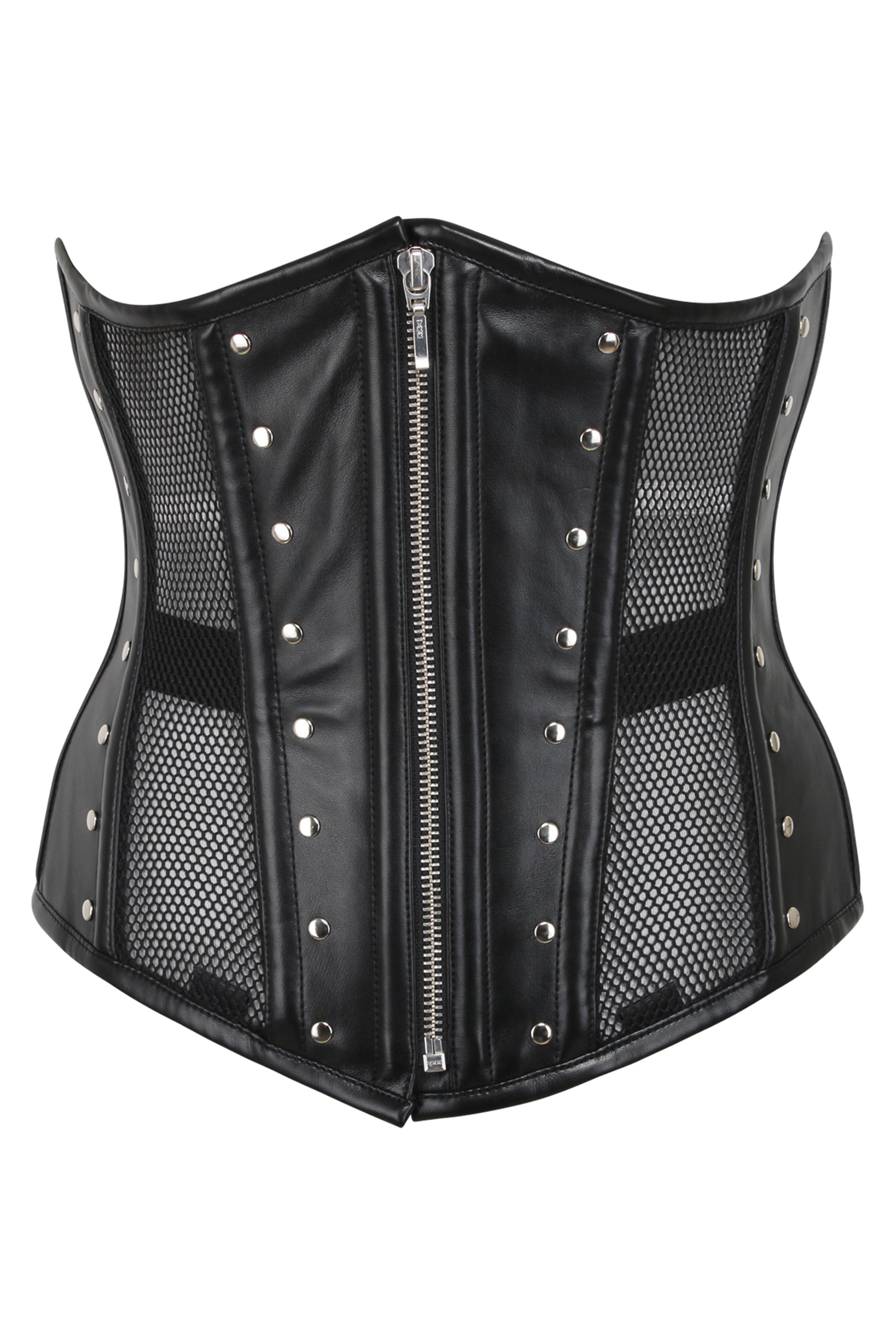 Black Sweetheart Corset with Removable Bra Straps, Zipper Front, Laced Back