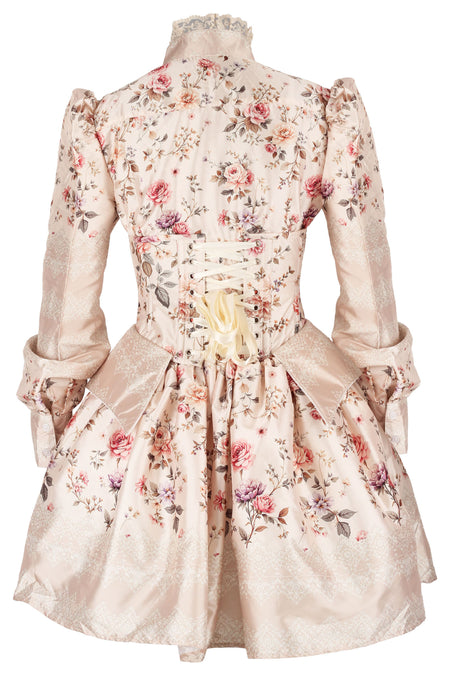 Victorian-Inspired Floral Satin Underbust Corset, Skirt & Shirt Set