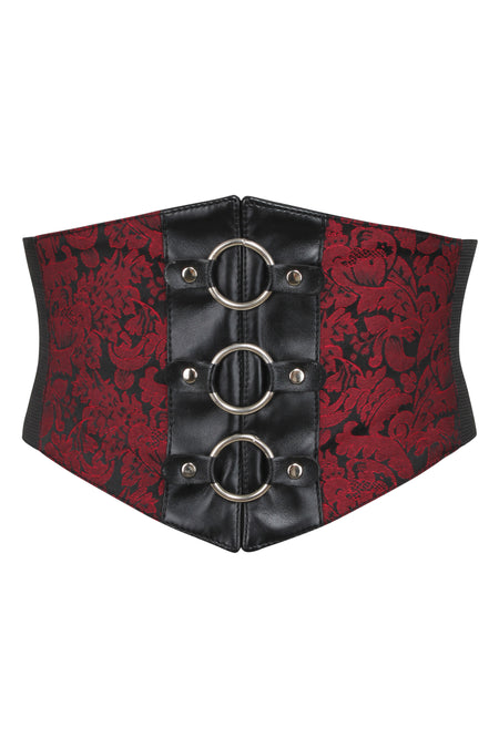 Leather Underbust corset Black Harness waist belt Mature closing BDSM