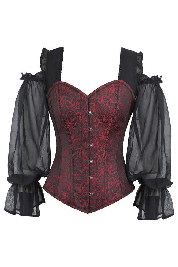 red lace corset top