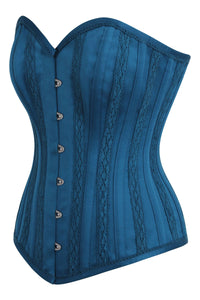 Corset Story BC-051 Blue Satin Overbust with Lace trim detailing