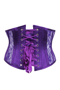Corset Story BC-064 Purple Underbust Corset with Lace and Mesh Panels