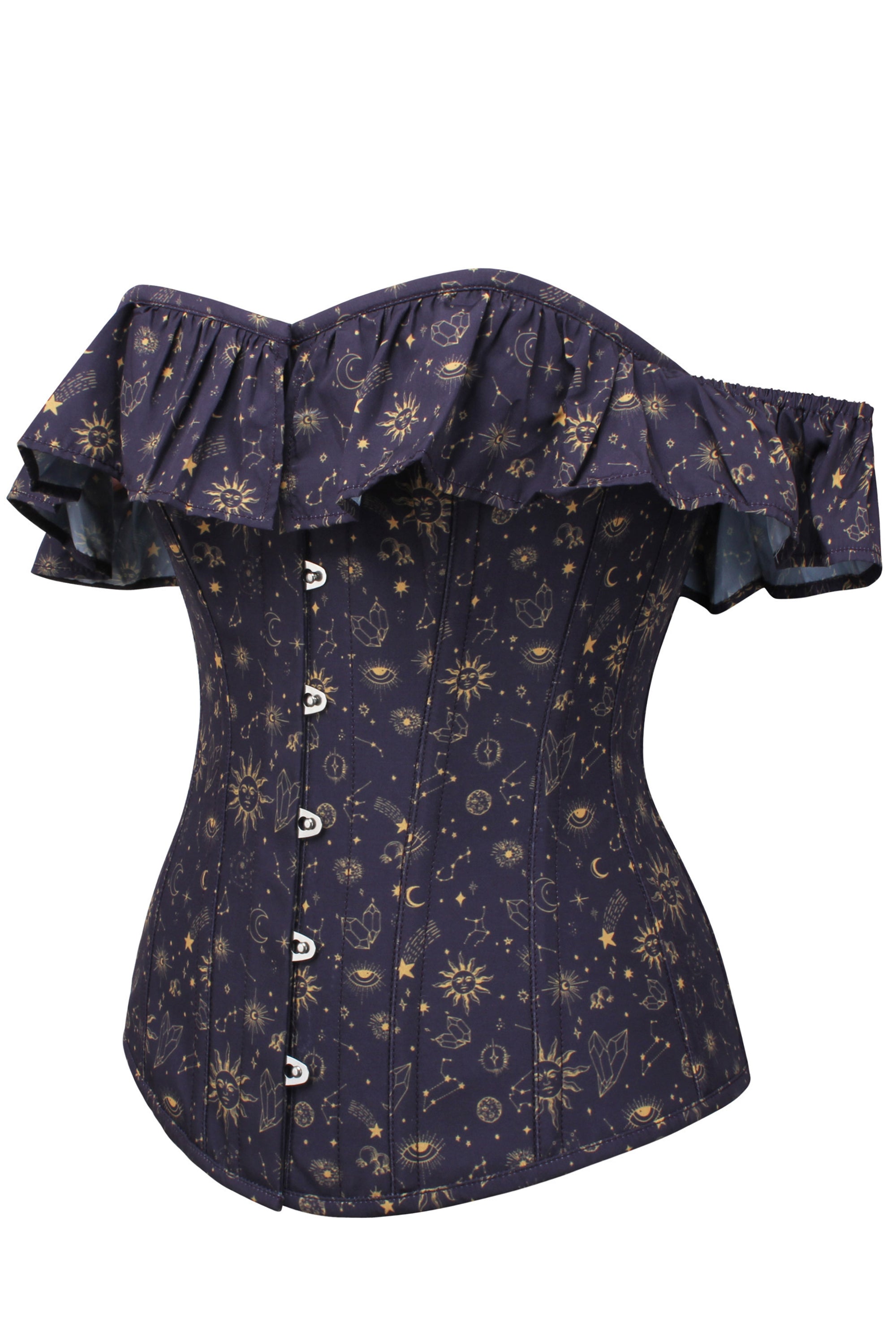 Cotton Astronomy Print Sleeved Corset Top