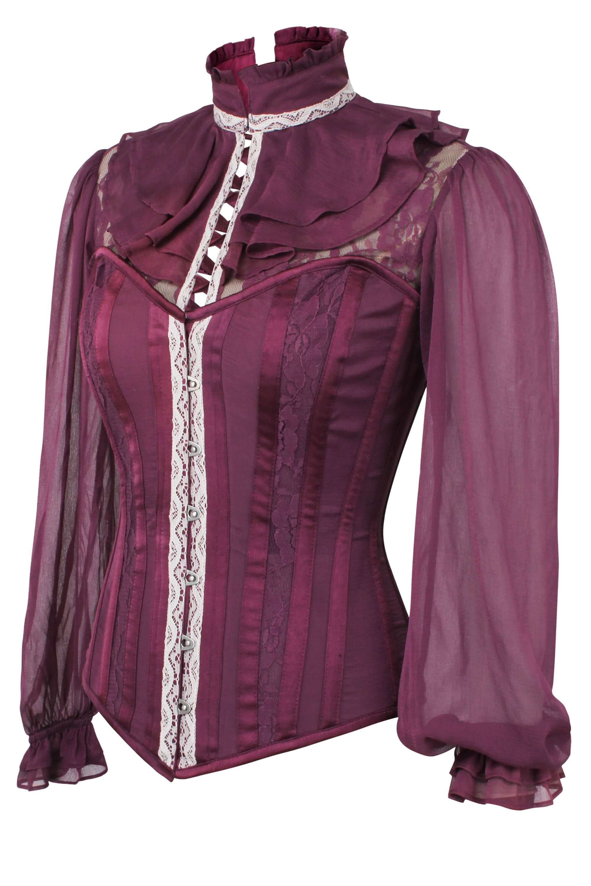 Vintage Victorian Gothic Purple Black Velvet Corset Bustier - Tops & blouses