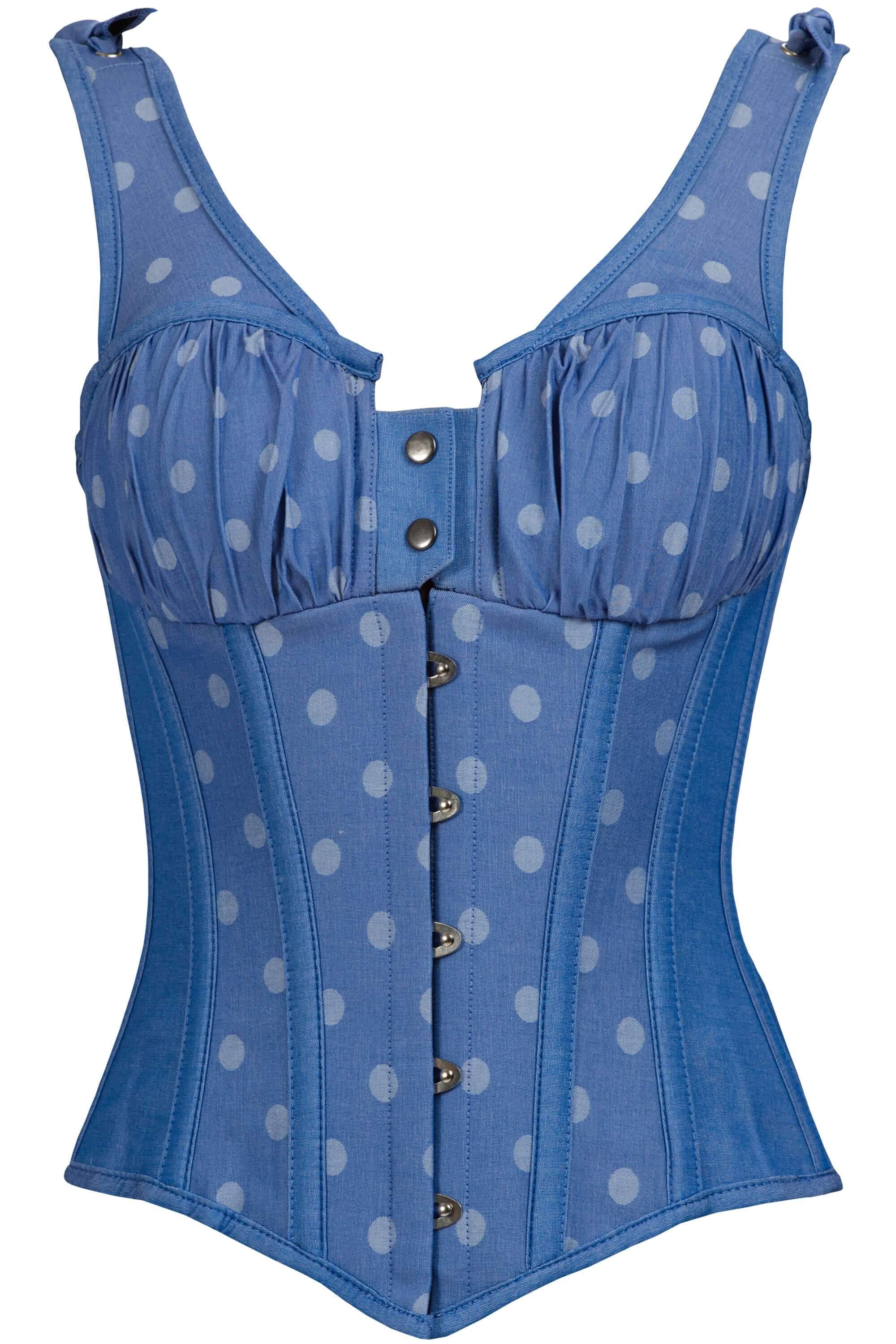 Baby Blue Polka Dot Overbust Summer Corset