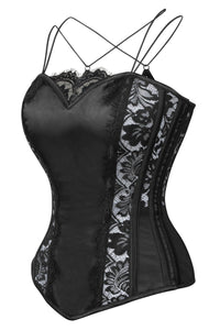 Corset Story FTS215 Black Satin Evening Corset Top With Spaghetti Strap