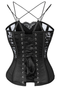 Corset Story FTS215 Black Satin Evening Corset Top With Spaghetti Strap