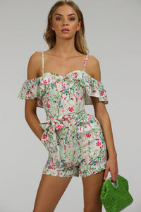 Corset Story SC-067 Ivy Meadow Viscose Corset Playsuit With Off The Shoulder Sleeves