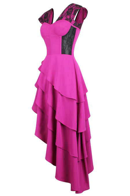 Steampunk Gothic Rose Print Zipper Boned High Low Corset Dress - United  Corsets