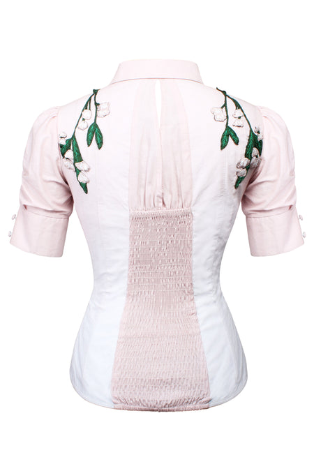 Corset Story SST012 Pink and White Elasticated Corset Shirt
