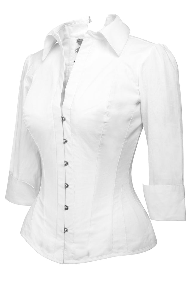 Full Steel Boned White Corset Shirt