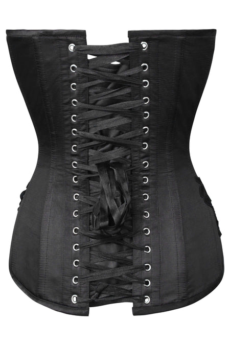 Corset Story WTS947 Black Satin Lace Applique Overbust Corset