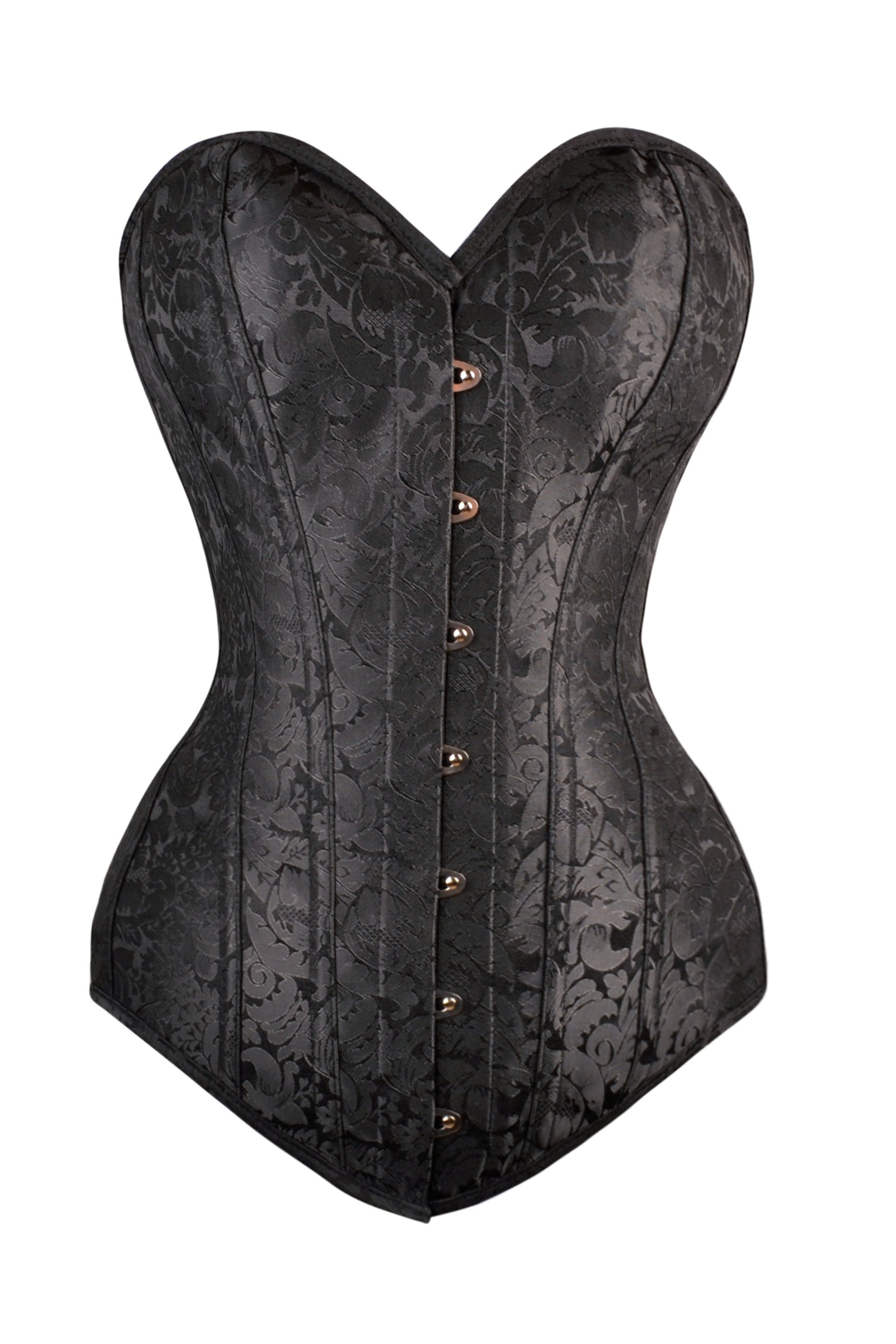 Instant Shape Black Brocade Overbust Corset - Longline