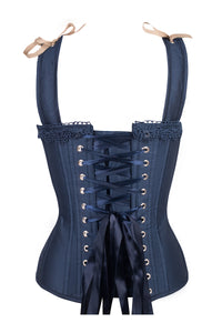 Corset Story CSFT089 Midnight Blue And Beige Overbust Lace Trim And Straps