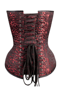 Long Gold Brocade Pattern Corset With Hip Gores